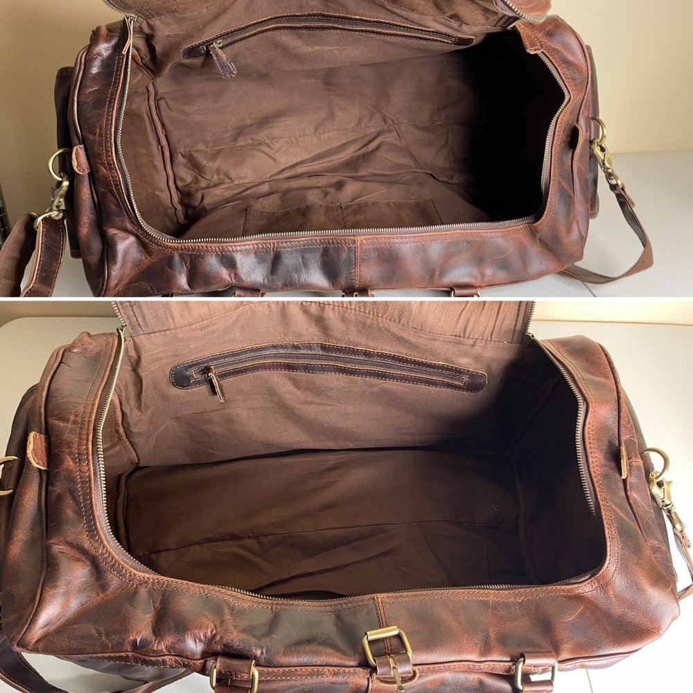 MaheTri Full Grain Buffalo Leather Travel Duffel Bag - Picture 11 of 16